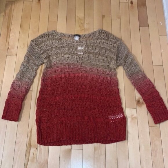 VENUS Loose Knit Ombre Open Knit Round Neck Pullover Sweater maille top size M - Picture 2 of 6